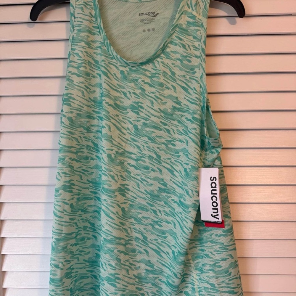 Saucony Green Sleeveless Tank Top Lightweight Casual Style